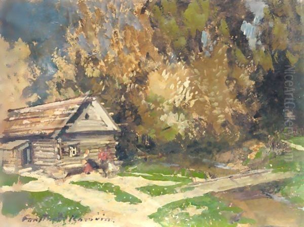 Dacha In The Country Oil Painting by Konstantin Alexeievitch Korovin