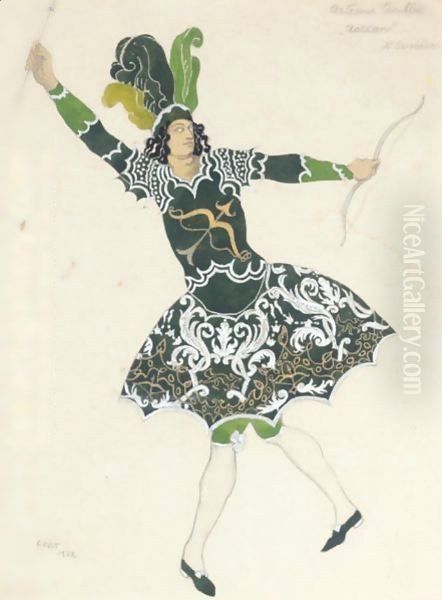 A Costume Design For Acteon, From The Ballet Artemis Troublee Oil Painting by Lev Samoilovich Bakst