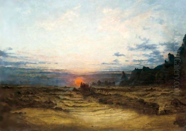 A Wild Seashore At Sunset Oil Painting by Francis Danby