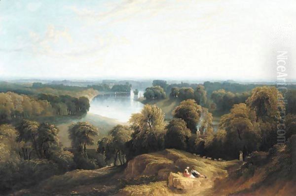 A View Of The Thames From Richmond Hill Oil Painting by John Martin