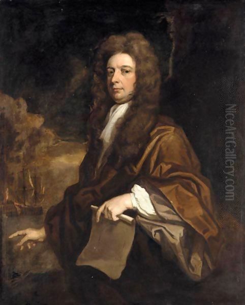 Portrait Of A Gentleman, Said To Be Samuel Pepys Oil Painting by Sir Godfrey Kneller