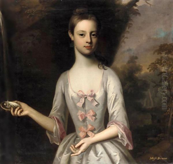 Portrait Of Miss Bacon, Possibly The Daughter Of Sir Edward Bacon, 4th Bt. Of Gillingham Oil Painting by Enoch Seeman