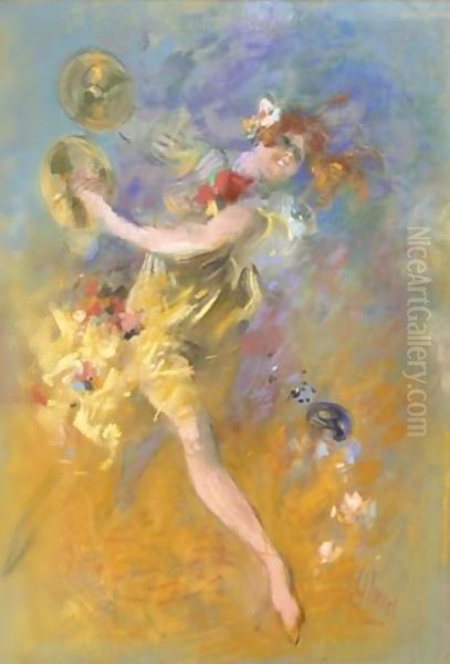 Danseuse Aux Cymbales Oil Painting by Jules Cheret