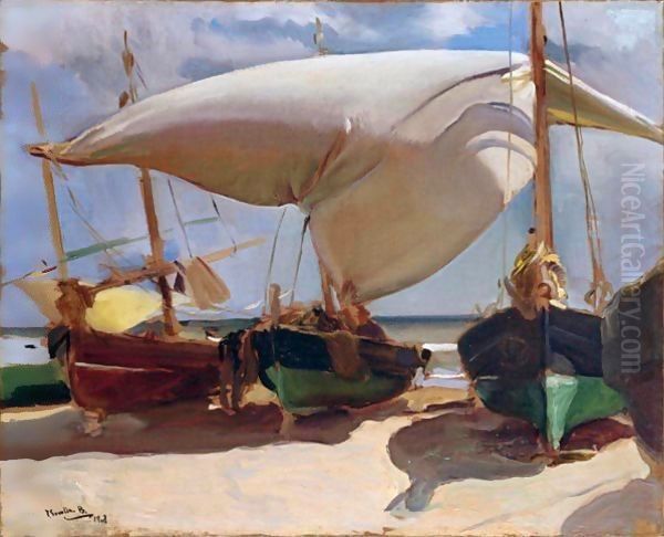 Playa De Valencia (Valencia Beach) Oil Painting by Joaquin Sorolla Y Bastida