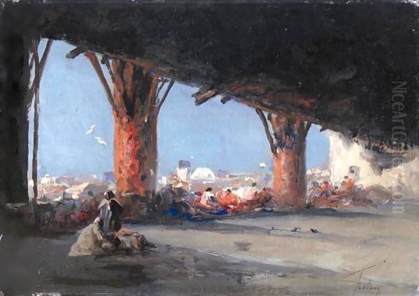 Portico Arabe (Arabian Scene) Oil Painting by Mariano Jose Maria Bernardo Fortuny y Carbo