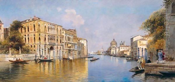 Canal Grande, Venecia (The Grand Canal, Venice) Oil Painting by Antonio Maria de Reyna