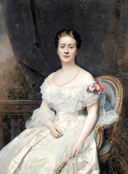 Retrato De La Condesa Musella (Portrait Of The Countess Musella) Oil Painting by Raimundo de Madrazo y Garreta