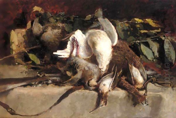 Natura Morta Con Cacciagione (Still Life With Game) Oil Painting by Giovanni Segantini