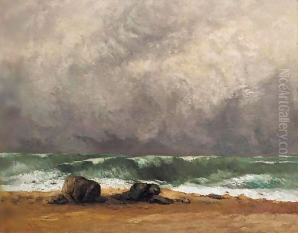 La Vague 4 Oil Painting by Gustave Courbet