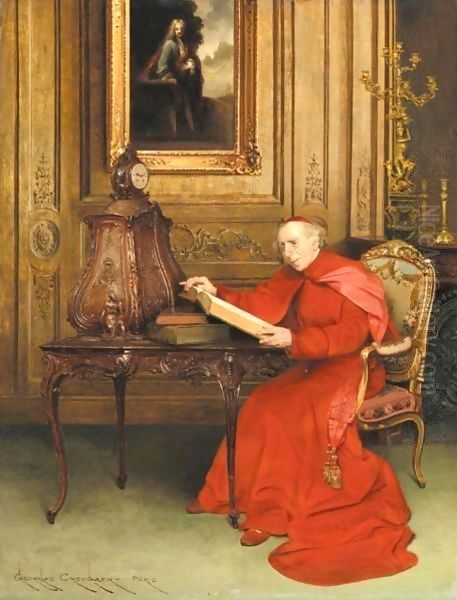 Une Bonne Lecture Oil Painting by Georges Croegaert