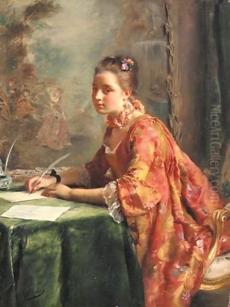 La Lettre D'Amour Oil Painting by Gustave Jean Jacquet