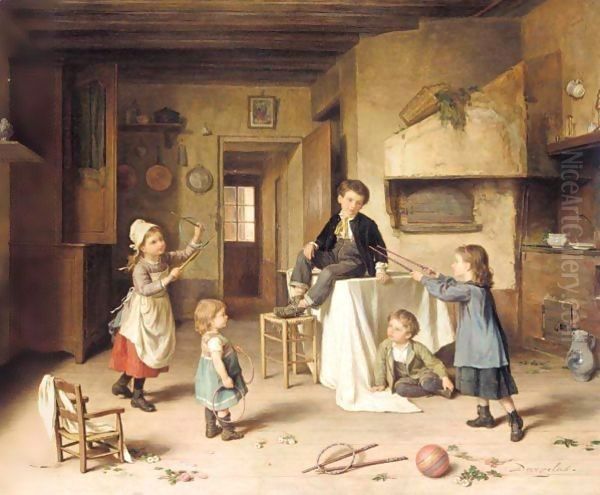 Playtime Oil Painting by Andre Henri Dargelas