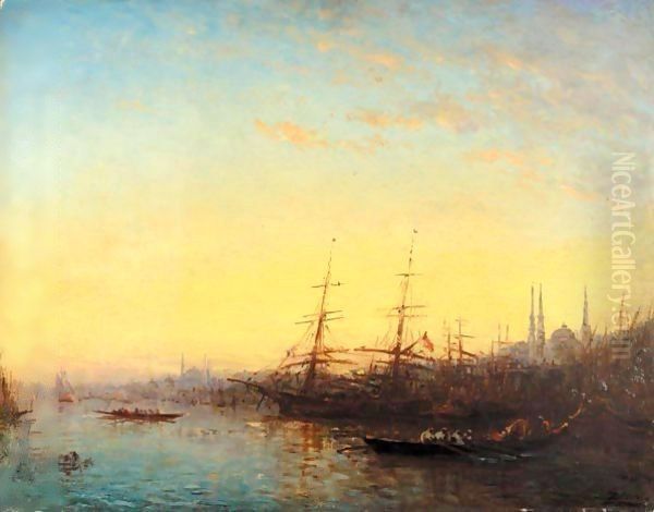 Le Port, Corne D'Or, Constantinople Oil Painting by Felix Ziem