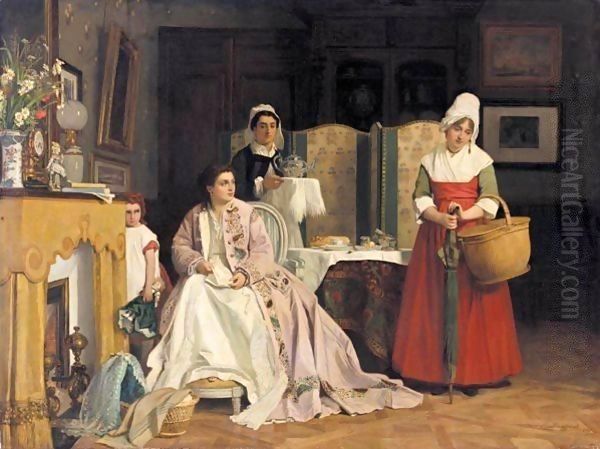 La Nouvelle Bonne Oil Painting by Charles Baugniet