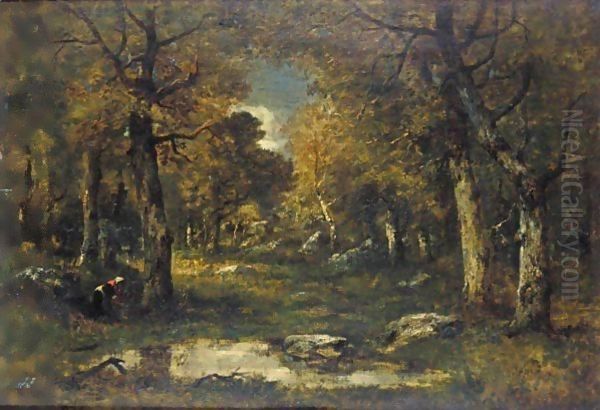 La Foret De Fontainebleau Oil Painting by Narcisse-Virgile D Az De La Pena