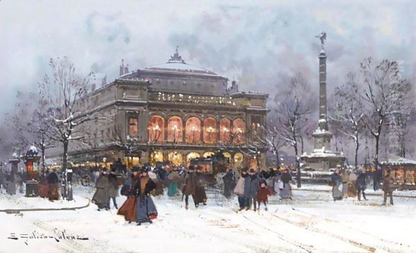 Theatre Au Chatelet Oil Painting by Eugene Galien-Laloue