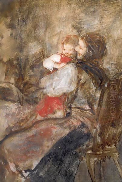 Mother And Child Oil Painting by Nicholas Gysis