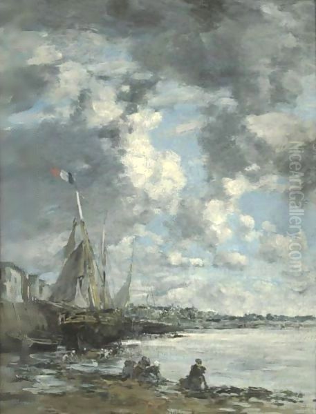 Laveuses Au Bord De La Touques 3 Oil Painting by Eugene Boudin