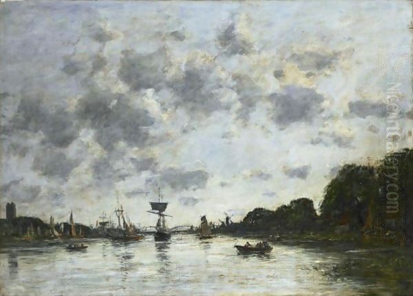 La Meuse A Dordrecht Oil Painting by Eugene Boudin