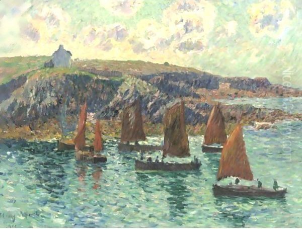 Bateaux De Peche, Finistere Oil Painting by Henri Moret