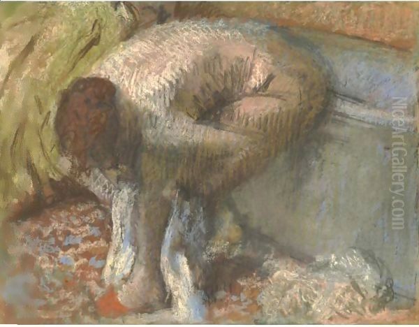 Femme SAessuyant Les Pieds Oil Painting by Edgar Degas