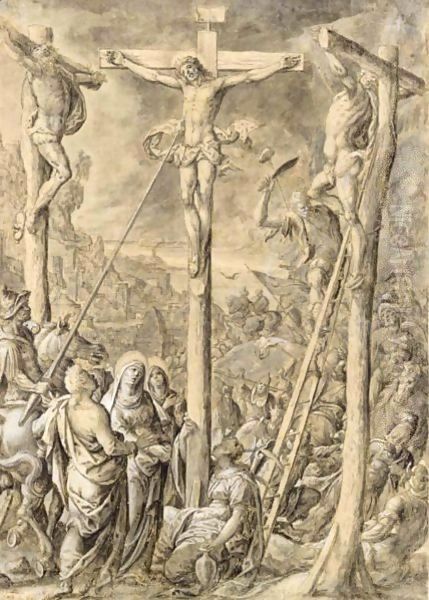 The Crucifixion Oil Painting by Hans Bol