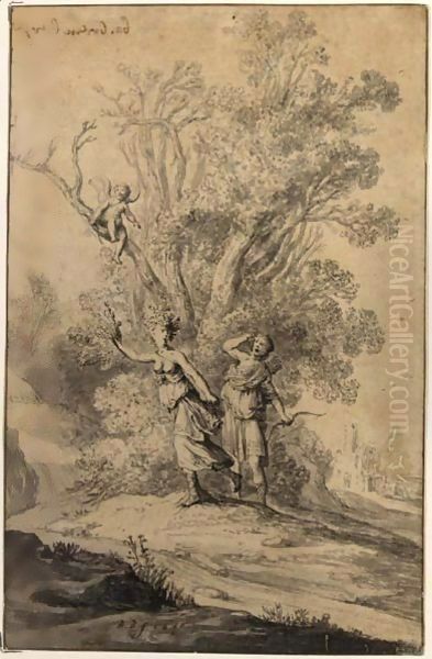 Apollo And Daphne Oil Painting by Bartholomeus Breenbergh