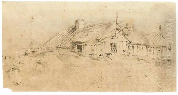 An Inn On A Dyke Oil Painting by Rembrandt Van Rijn