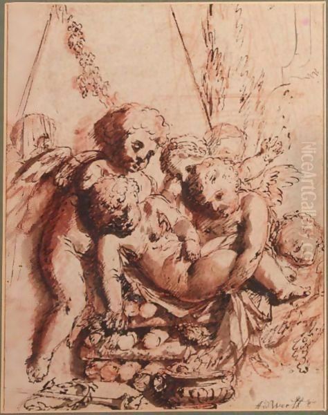 Putti Oil Painting by Adriaen Van Der Werff