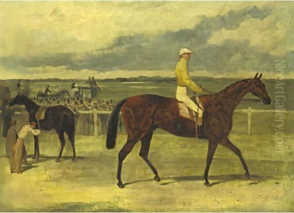 Mr. J. B. Morris's Knight Of St. George With Robert Basham Up Oil Painting by Harry Hall