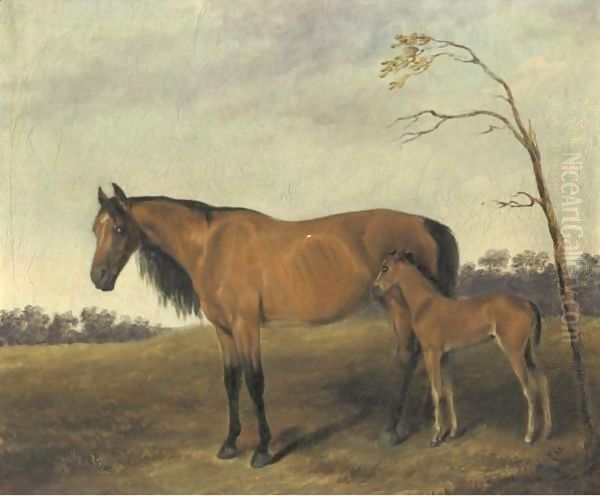 Col. William Ransom Johnson's Mare And Foal Oil Painting by Edward Troye