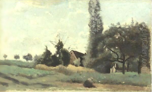 Marcoussis Oil Painting by Jean-Baptiste-Camille Corot