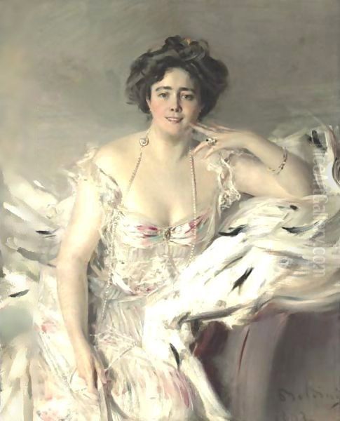 Portrait Of Lady Nanne Schrader, Nee Wiborg Oil Painting by Giovanni Boldini