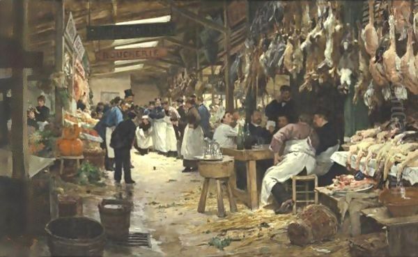 Les Halles, Paris Oil Painting by Victor-Gabriel Gilbert