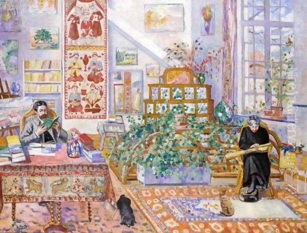 Scene D'Interieur Oil Painting by Agutte Georgette