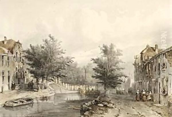 A View Of A Canal In Amersfoort Oil Painting by Jan Weissenbruch