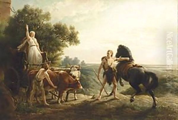 A Mythological Scene Oil Painting by Otto Eerelman