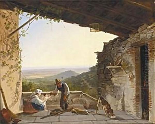 A Hunter And His Family Oil Painting by Franz Ludwig Catel