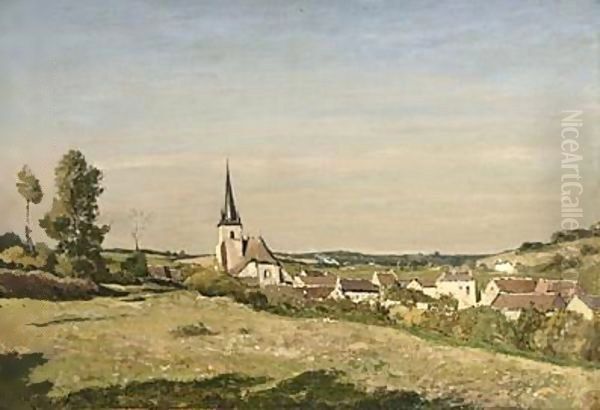 A View Of The Village Of Saint-Prive Oil Painting by Henri-Joseph Harpignies