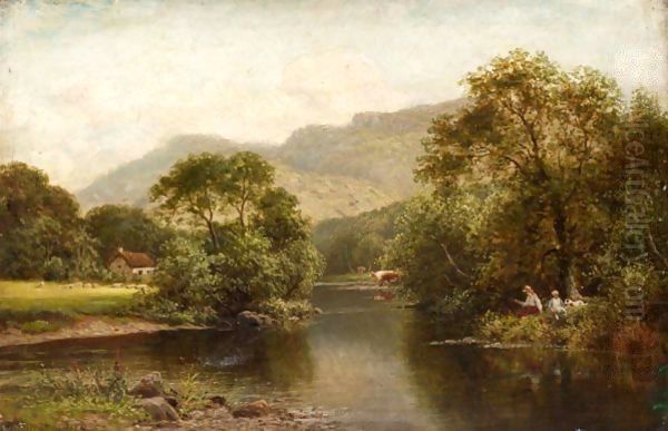 Fishing On The River Oil Painting by Thomas Spinks