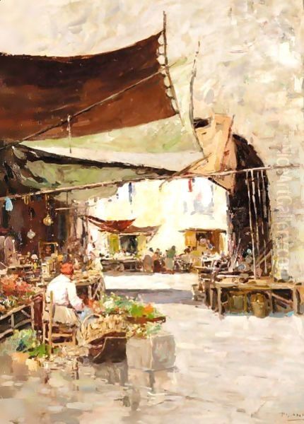 Market Day Oil Painting by Alberto Pasini