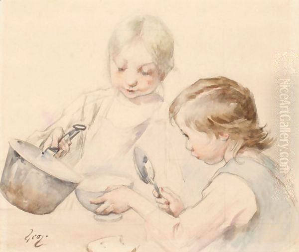 A Helping Of Soup Oil Painting by Henri-Jules-Jean Geoffroy (Geo)