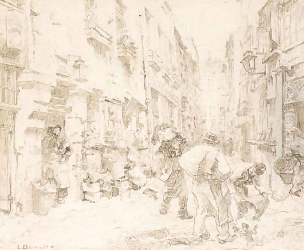 Rue Galande Oil Painting by Leon Augustin Lhermitte