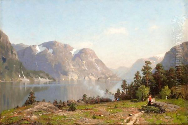 A Norwegian Fjord 4 Oil Painting by Adelsteen Normann