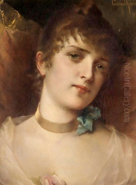 Portrait Of A Lady Oil Painting by Conrad Kiesel