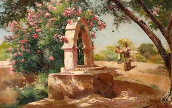 The Well At Jara Oil Painting by Manuel Garcia y Rodriguez