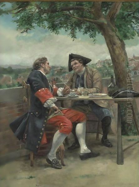 A Light Lunch In The Garden Oil Painting by Jean Charles Meissonier