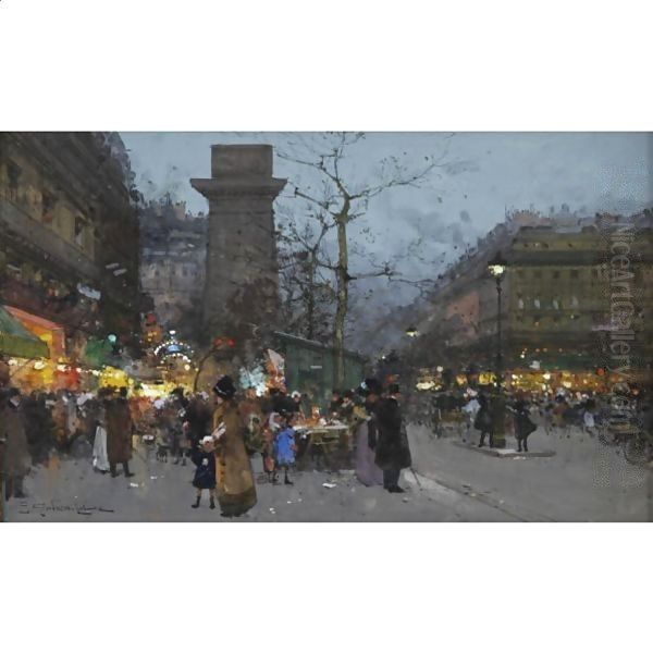 La Porte Saint Denis 3 Oil Painting by Eugene Galien-Laloue