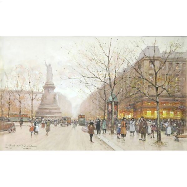 Place De La Republique 2 Oil Painting by Eugene Galien-Laloue