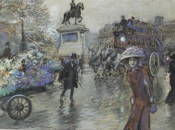 Statue Of Henri IV On The Pont Neuf Oil Painting by Georges Stein